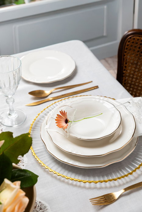 Hermia Altın Yaldız Tiffany 24 Ytkm Juego de cena de porcelana de 24 piezas Hermia Altın Yaldız Tiffany 24 Ytkm Juego de cena de porcelana de 24 piezas
